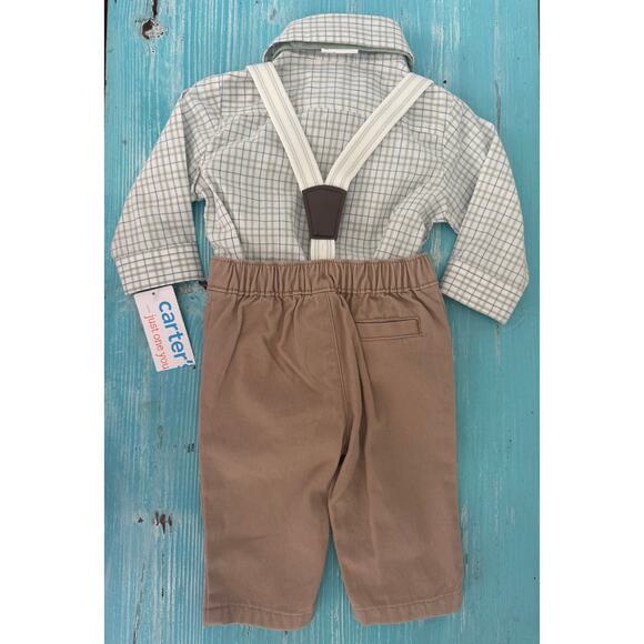 Carter's 4-Piece Bow Tie And Suspenders Outfit Set Size 3 Months - Picture 2 of 2